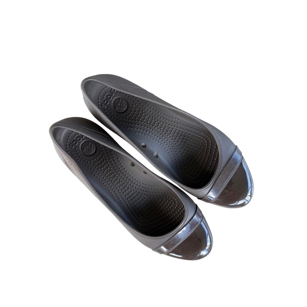 Crocs Women's Ballet Flats Shiny Toe Box Brown Sz 8